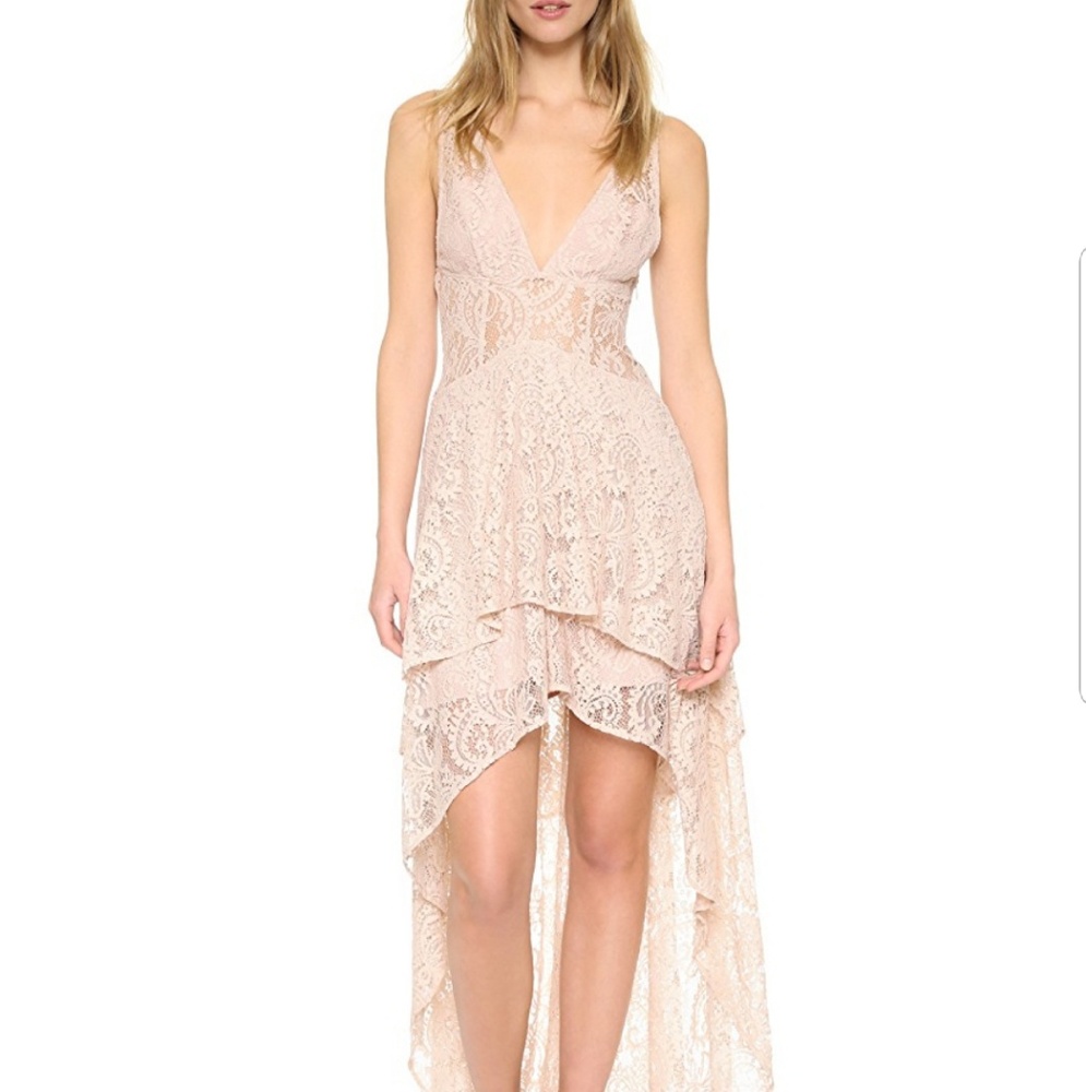 The Jetset Diaries Cream High-Low Sundress with Plunge Neckline